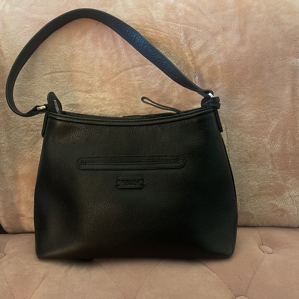 Brighton Black Leather Shoulder Bag with Silver Accents - Picture 5 of 8